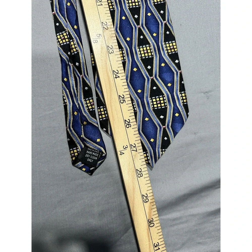 VTG Armonia Blue/Gold/Black Geometric Silk Necktie
